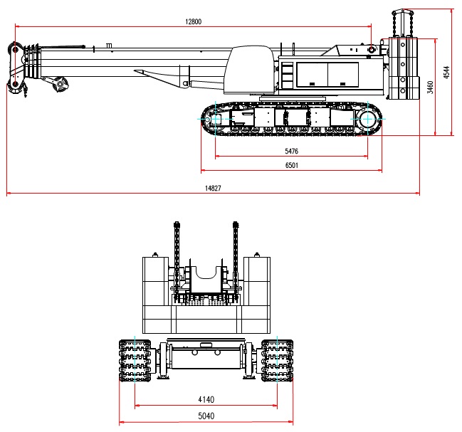 Габаритные размеры гусеничного крана с телескопической стрелой SMARTER SMQ1000A