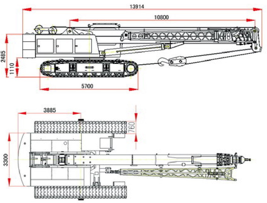 Габаритные размеры гусеничного крана с телескопической стрелой SMARTER SMQ500A