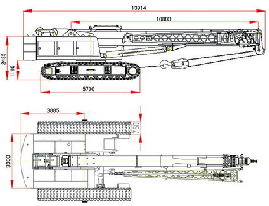 Габаритные размеры гусеничного крана с телескопической стрелой SMARTER SMQ600A