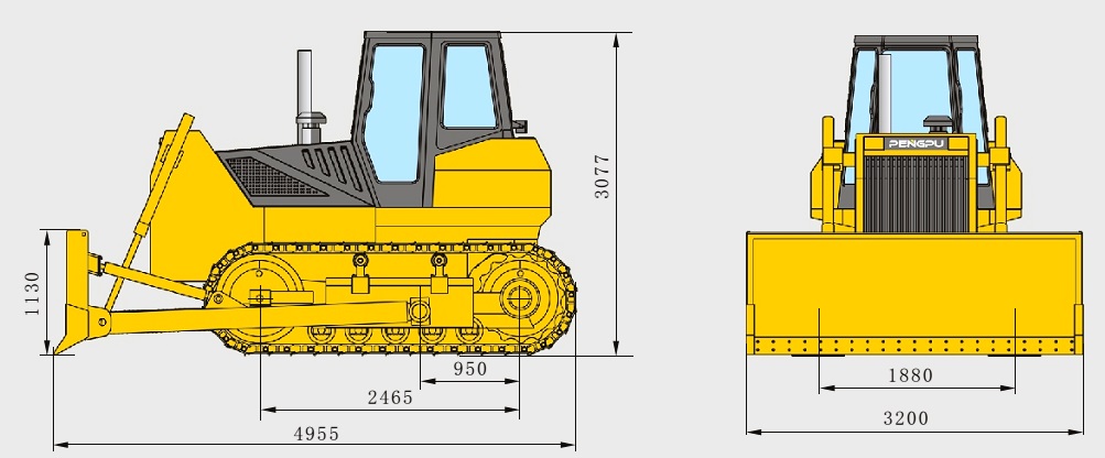 Габаритная схема бульдозера PENGPU PD140-2