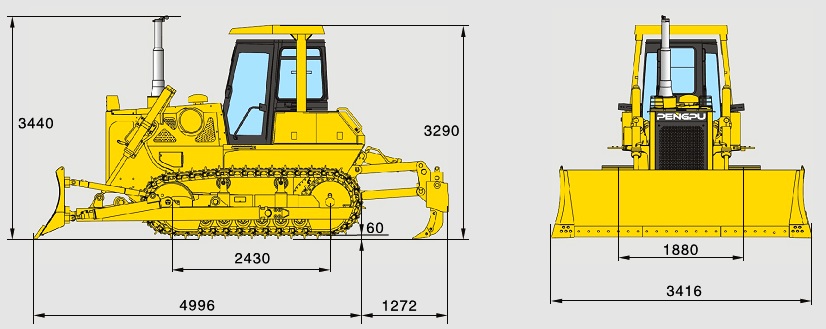 Габаритная схема бульдозера PENGPU PD165Y-2