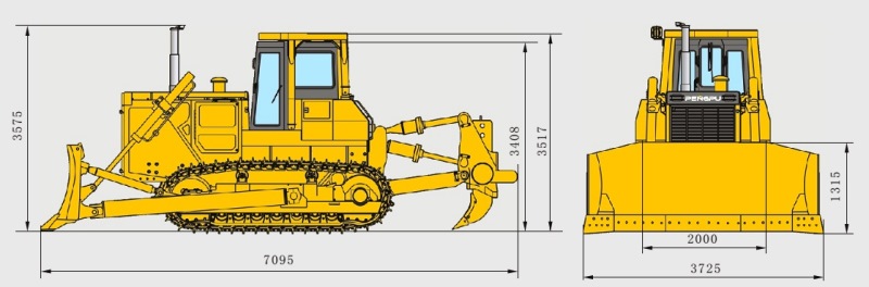 Габаритная схема бульдозера PENGPU PD220Y-1