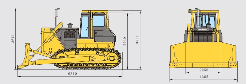 Габаритная схема бульдозера PENGPU PD220YS