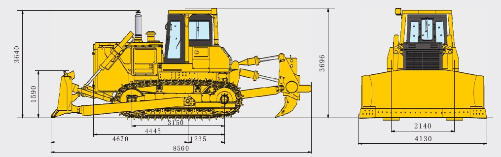 Габаритная схема бульдозера PENGPU PD320Y-1