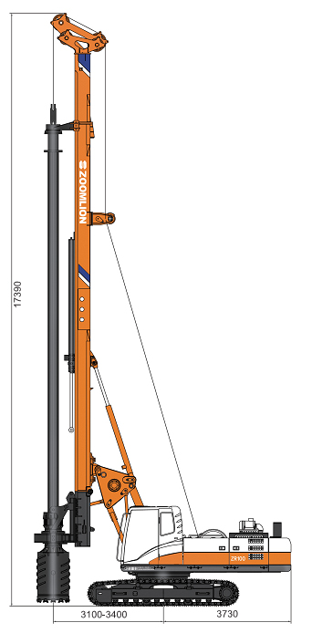 Габаритные размеры роторной буровой установки ZOOMLION ZR100