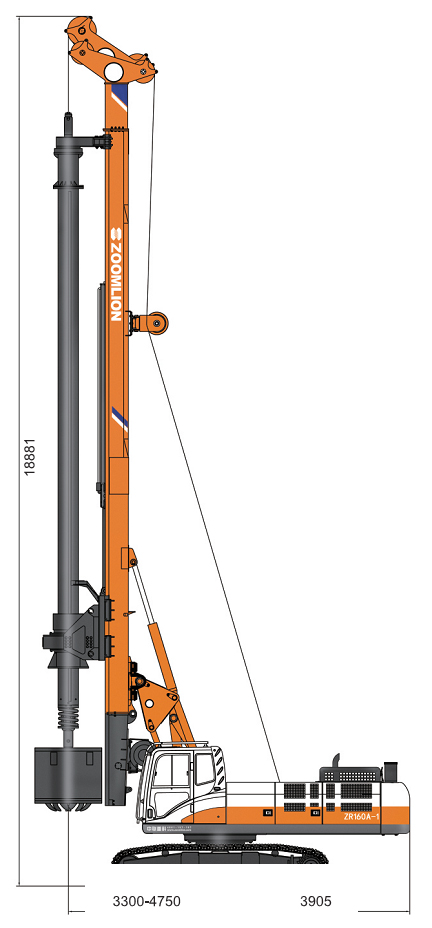 Габаритные размеры роторной буровой установки ZOOMLION ZR160A-1