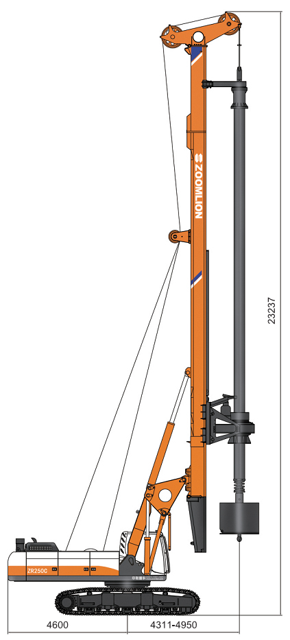 Габаритные размеры роторной буровой установки ZOOMLION ZR250C