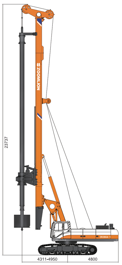 Габаритные размеры роторной буровой установки ZOOMLION ZR280A-1
